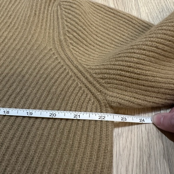 Almina Concept Sweater Camel Tan 100% Geelong Wool V-Neck Sweater Size Small - Picture 5 of 8